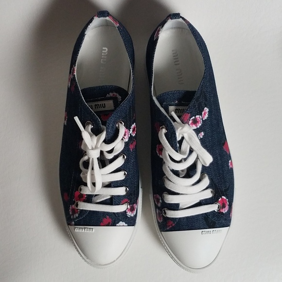 Miu Miu Denim Fashion Sneakers, Size 7.5 - Picture 3 of 7